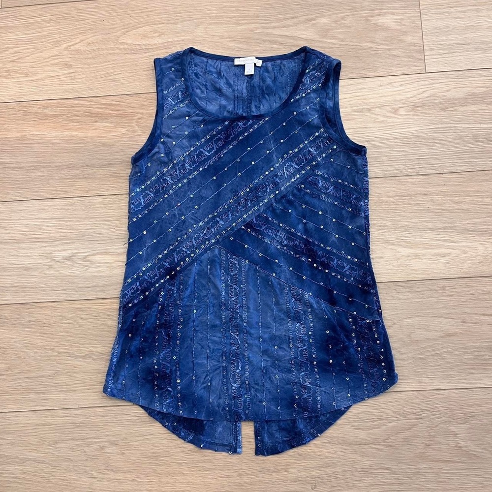 Blue Tie Dye Sleeveless Tank Sequin Women Sโ Boho Whimsygoth Fairy Y2K Coastal